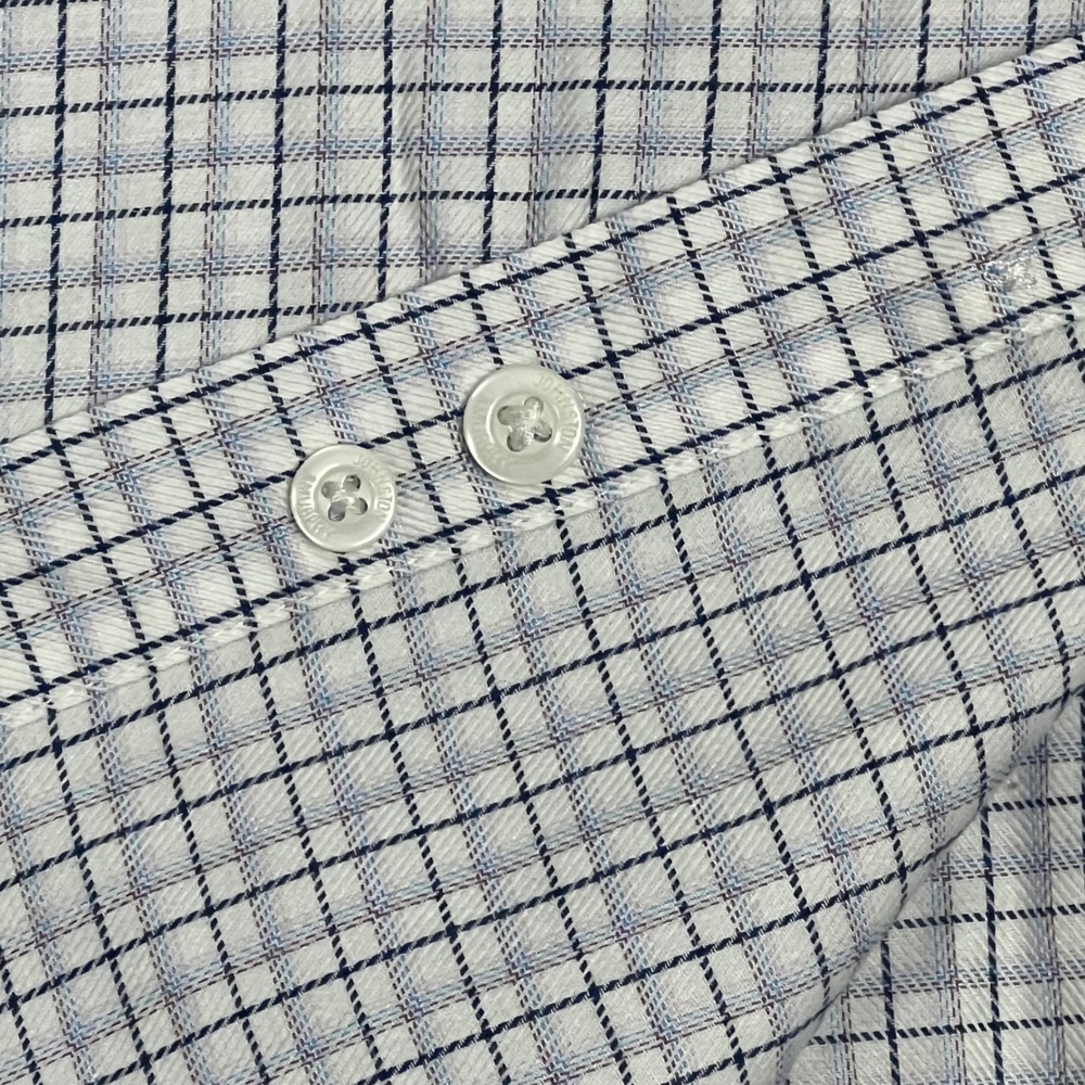 Johnston & Murphy Button Front Shirt Mens XXL Blue Excellent Check Cotton LS - Picture 6 of 9